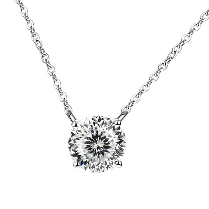 JoyceJelly 1/2/3/5 Carat Moissanite Necklace for Women 925 Sterling Silver Wedding Bridal Fine Jewelry for Women