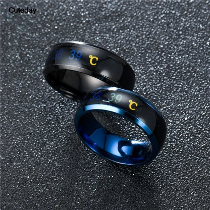 Smart Sensor Body Stainless Steel Love Band Ring With Temperature Measurement Function Rings For Couples Accessories Anillo