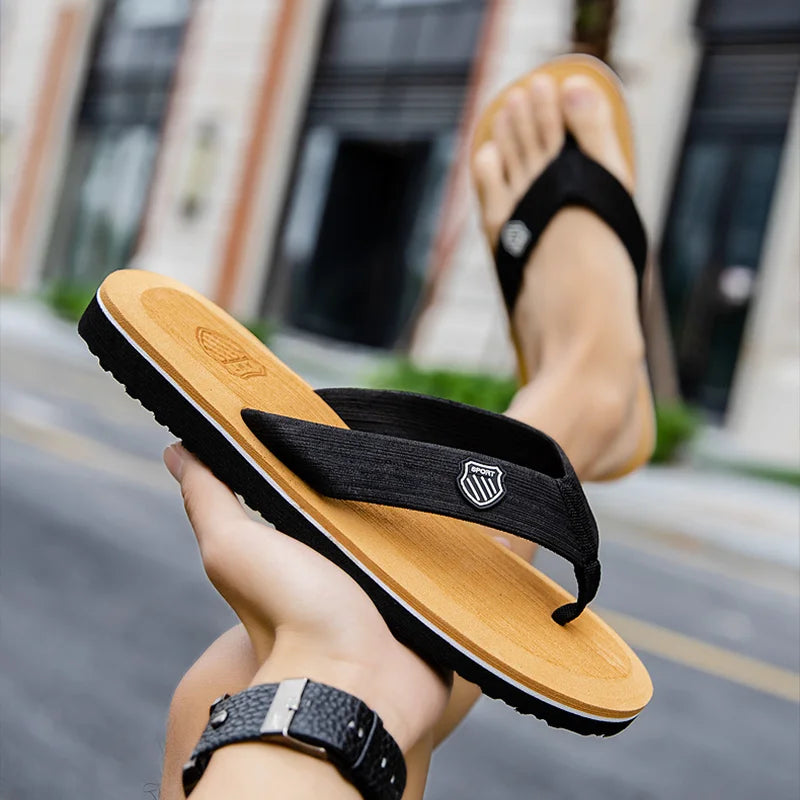 Men Flip Flops Beach Sandals Summer Slippers Non-Slip Casual Flat Shoes 2024 Slippers Indoor House Shoes For Men Outdoor Slides
