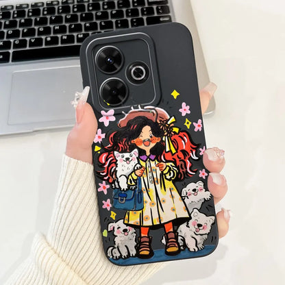 Casing For Redmi 13 Case 13 5G Cute Cat Fashion Luxury Flowers Silicone Shockproof Back Cover For Redmi 13 5G Phone Case Bumper