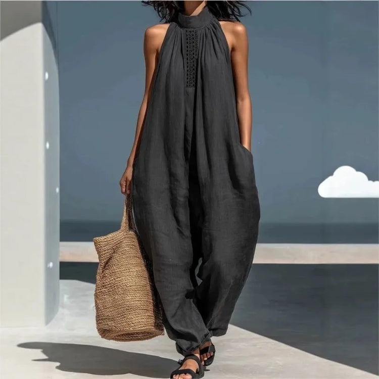 Women's 2026 Summer New Sleeveless Jumpsuit Casual Loose Wide Leg Pants Vacation Style Pockets Casual Jumpsuits Women Clothing