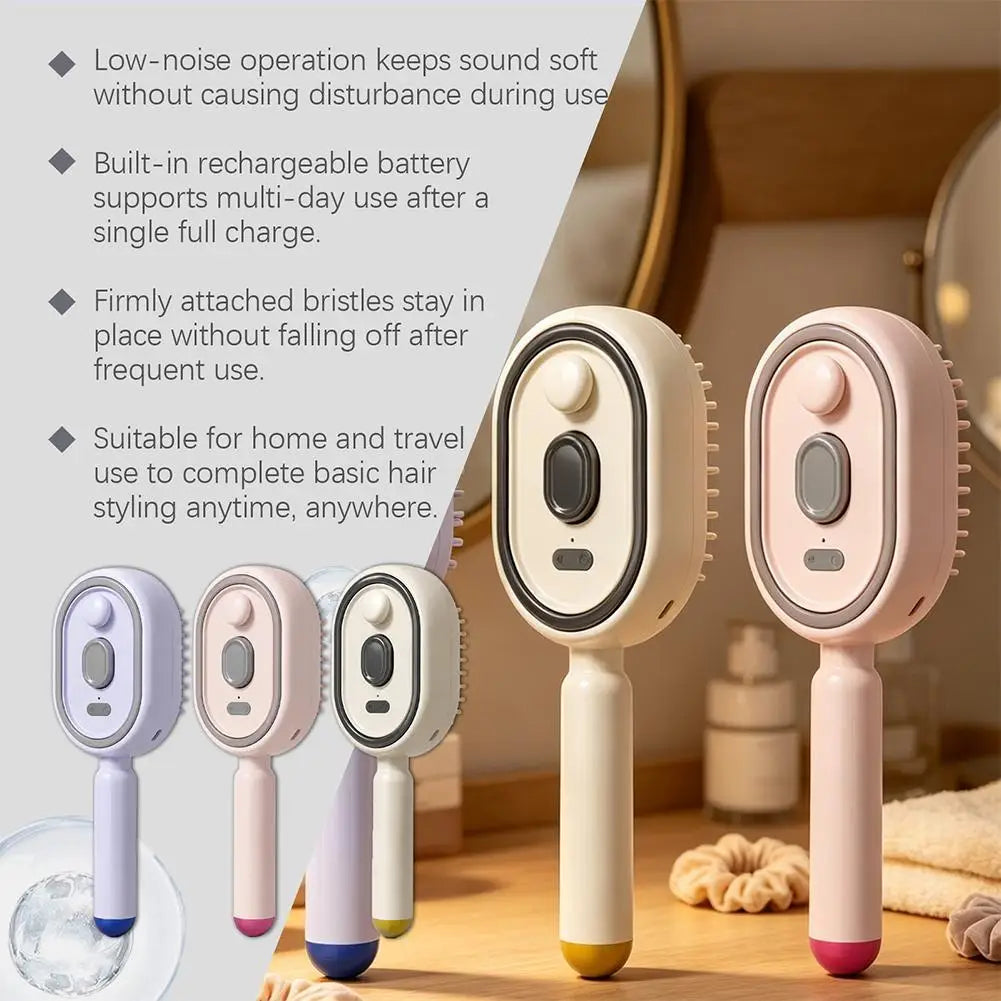 New Electric Hair Care Spray Massage Comb Self Cleaning Steam Essential Oil Brush Hair Oil Applicator Scalp Massager For Women