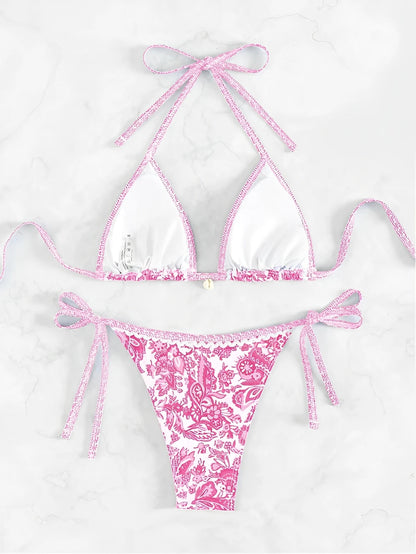 2026 Halter String Triangle Two Piece Bikini Women Swimwear Female Swimsuit Bathers Bathing Swimming Suit Beachwear Summer