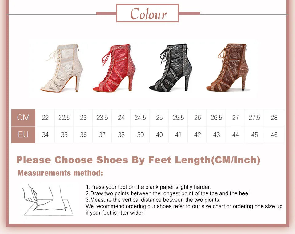 SWDZM Women Dance Boots Shiny Latin Jazz Dance Shoes Full Rhinestone Dancing Boots Customizable Heels Women Ladies Dancing Shoes