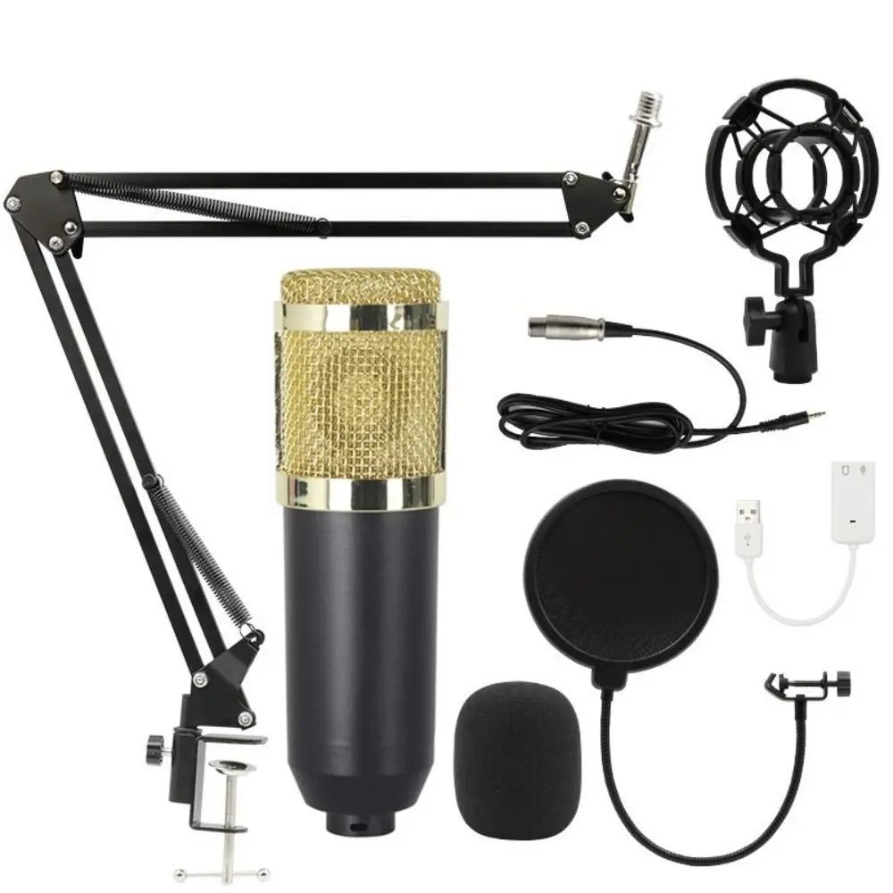 BM800 Condenser Microphone Kit Computer Sound Card Mobile Phone Voice Changer Microphone Streaming V8Sound Card Set Karaoke