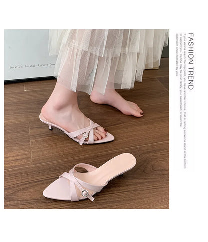 Sexy High Heels Slippers Pointed Toe Heels Shoes for Woman Sandals Luxury Dress Slides Elegant Pumps Party Mujer Flip Flops