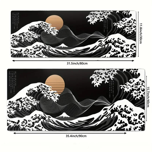 VIKAMA Large Mouse Pad Great Wave off Kanagawa Design Non-Slip Gaming Desk Mat for Office And Gaming Desktop Decoration