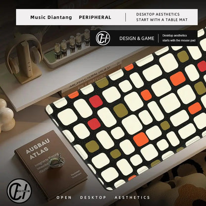 HYBXAXC Mid Century Mouse Pad Retro Tile Pattern XL Mouse Pad Modern Workspace Cute HD Desk Extended Gaming Keyboard Mats Gamer