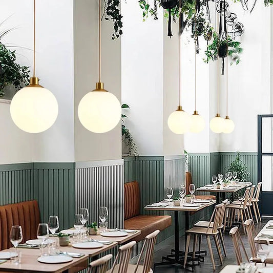 Black White Golden Ball Chandelier Lights Glass Frosted Lampshade Restaurant Bar Kitchen Hanging Lamps G9 E27 Indoor Lighting