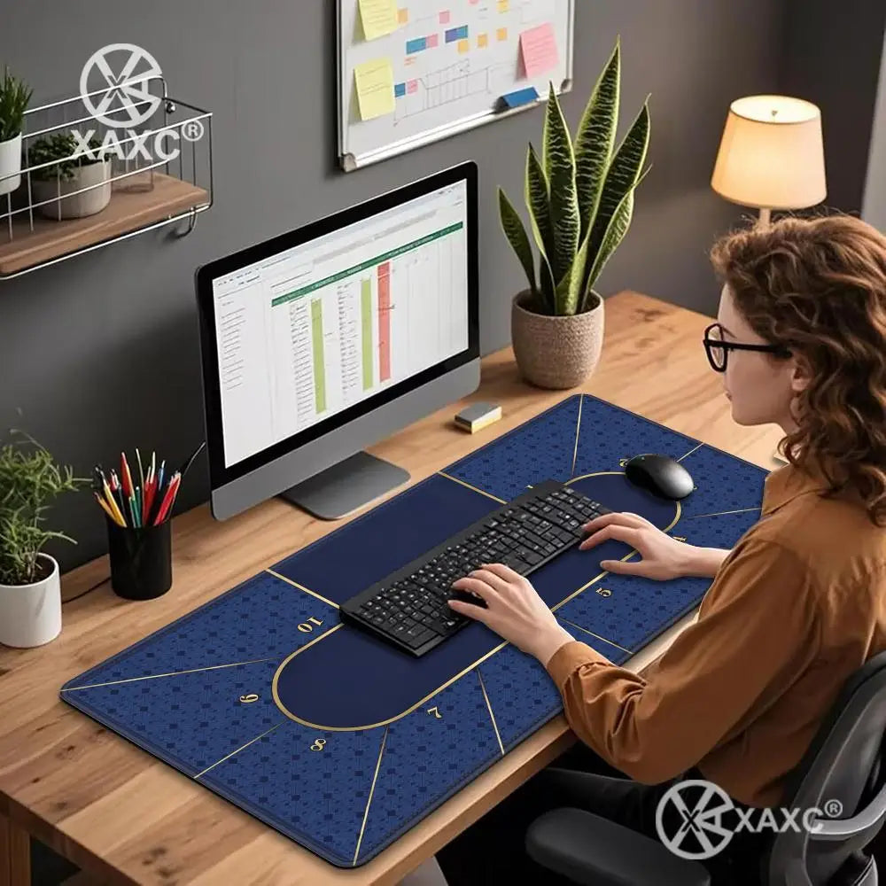 Texas Hold 'Em Poker Design Mouse Pad Desk Mat Gaming Mats Non-Slip Stitched Edge PC Accessories Keyboard Card Mat HYBXXC