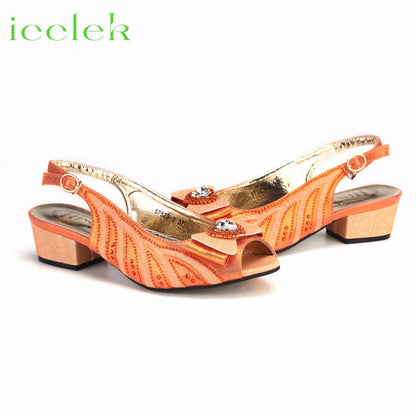 2024 New Arrival Elegant Style Fuchsia Color Low Heels Nigeria Popular Design African Ladies Shoes And Bag Set
