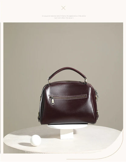 Women Cow Leather Commute Crossbody Bags Women Retro Cowhide Large Capacity Shoulder Bag Ladies Fashion Luxury Designer Handbags