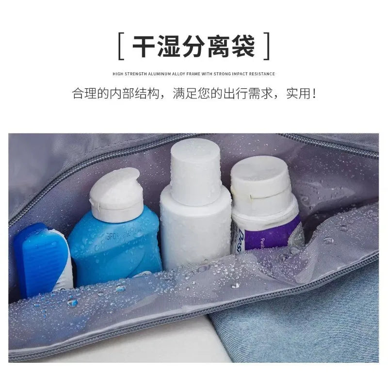 Outdoor Portable Travel Tote Adjustable Pull Rod Dry And Wet Separation Expandable Independent Shoe Compartment Fitness Bag