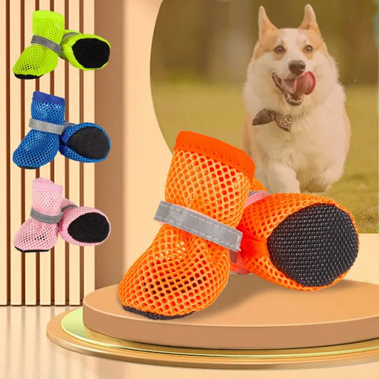 4pc, Dog Shoes Non-slip Breathable Wear-resistant Dog Boots Suitable for Small Medium Sized Pets Puppy Protective Footwear