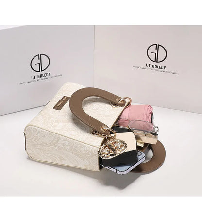 Luxury and Versatile Handheld Square Bag with Delicate Embroidery and High Quality Metal Pendant Women New Fashion Crossbody Bag