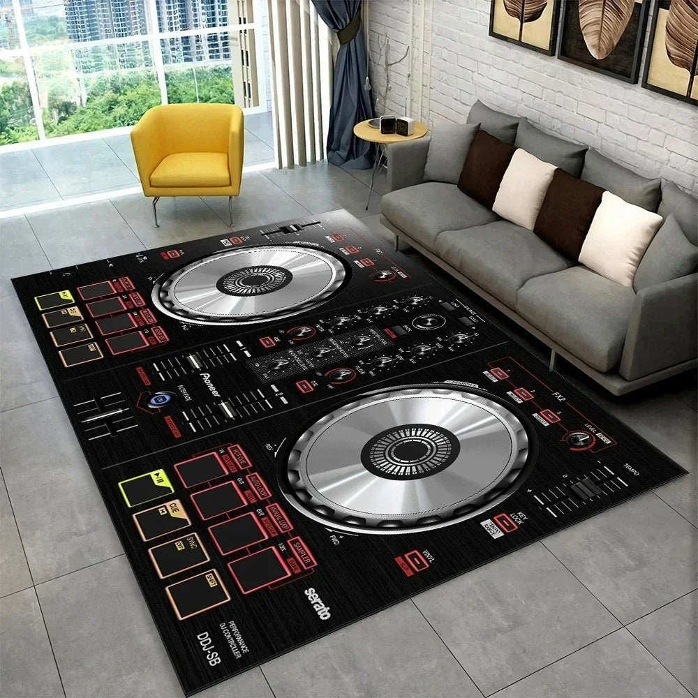 3D DJ Music Screen Keyboard Area Rug Carpet Rug for Living Room Bedroom Sofa Doormat Decoration Kid Play Non-slip Floor Mat Gift