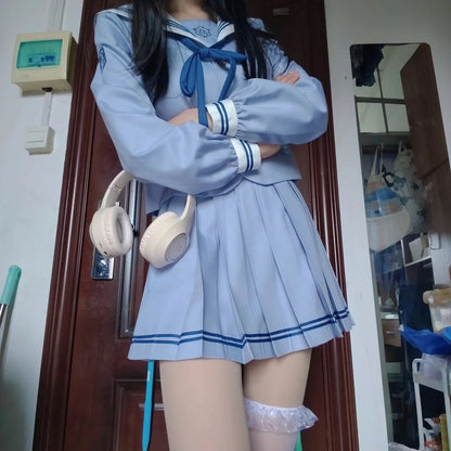 Student Sailor Outfit Women's High School Uniform Japanese Girl Sailor Suits Long Sleeves Korean Jk Uniforms Dress Set Seifuku