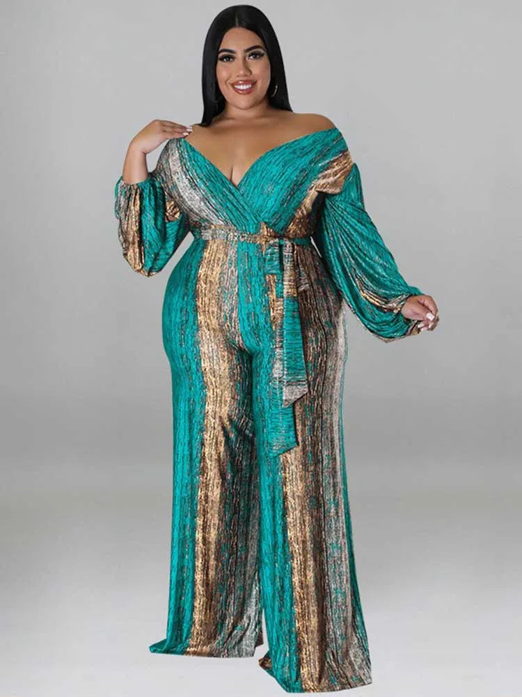 One Piece Outfit Women Jumpsuit 4xl Elegant Woman Jumpsuits V Neck Sexy Trousers Female Clothes Full-length Jumpsuit Plus Size