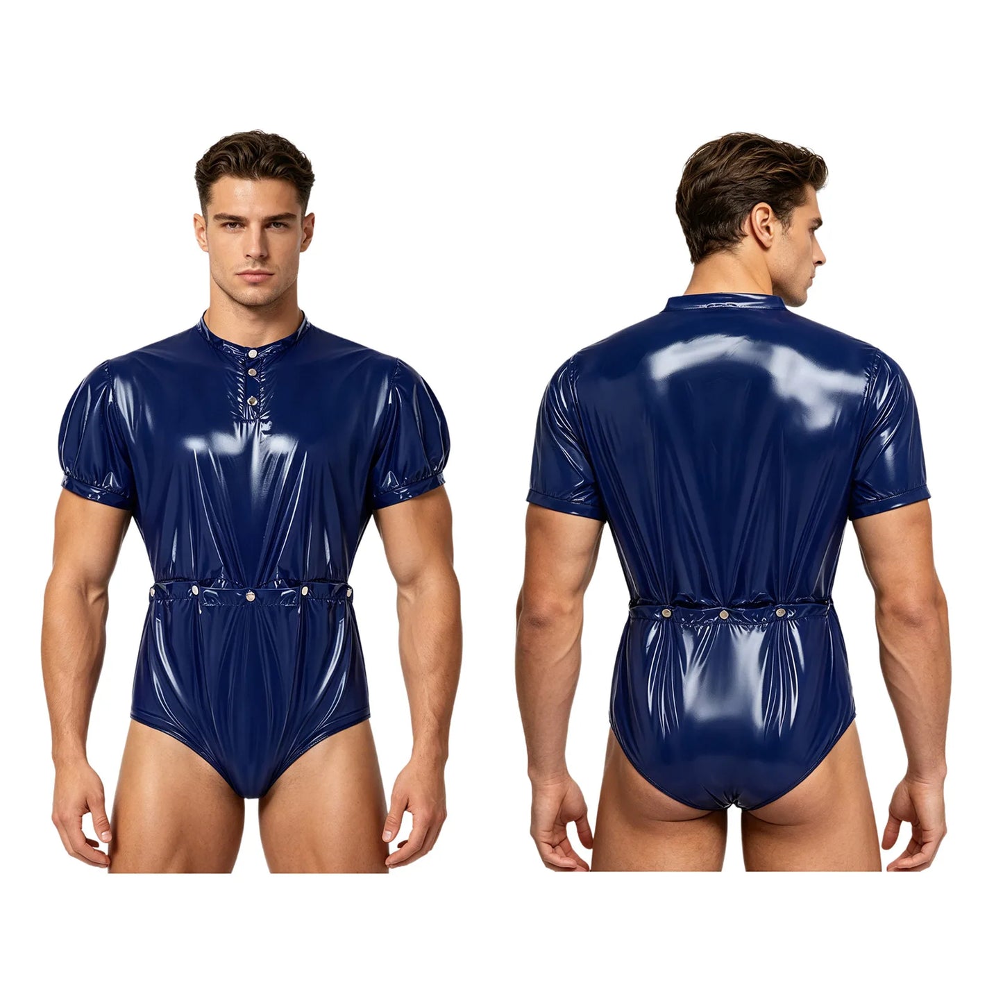 Men Women Waterproof Glossy Bodysuit Leak-proof Washable Diaper Cover Elderly Bedridden Special Needs Adaptive Jumpsuit Swimwear