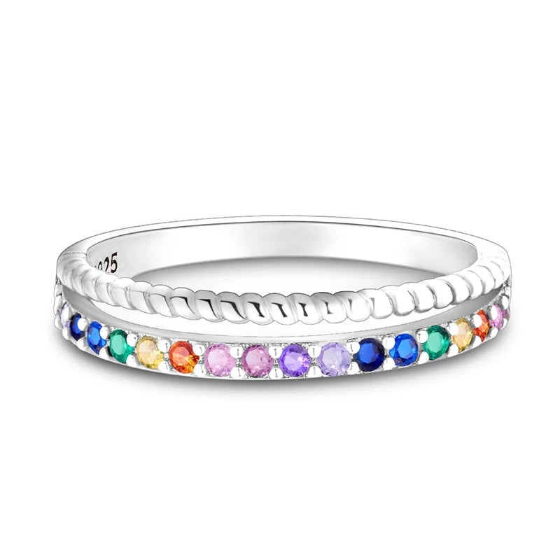 LAZA 925 Sterling Silver Colorful Rings Sparking Zirconium Bowknot Moon Sun Original Ring For Women Anniversary Wedding Gifts