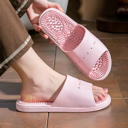 Summer Slippers for Men PVC Massage Soft Non-slip Solid Color Comfortable Bathroom Shoes Casual Women Indoor Home Sandals