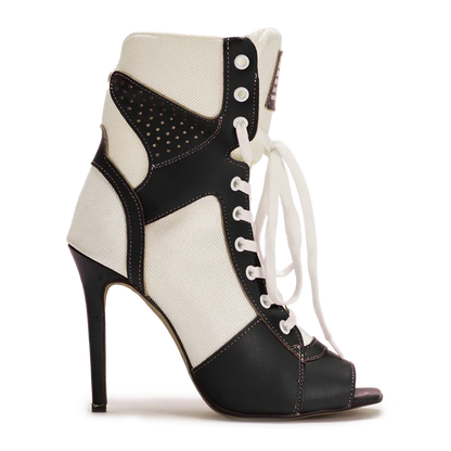Peep Toe Corss Tied Patchwork Ankle Boots Sexy Square Toe Thick Heel New Arrivals Fashion Women Runway Shoes