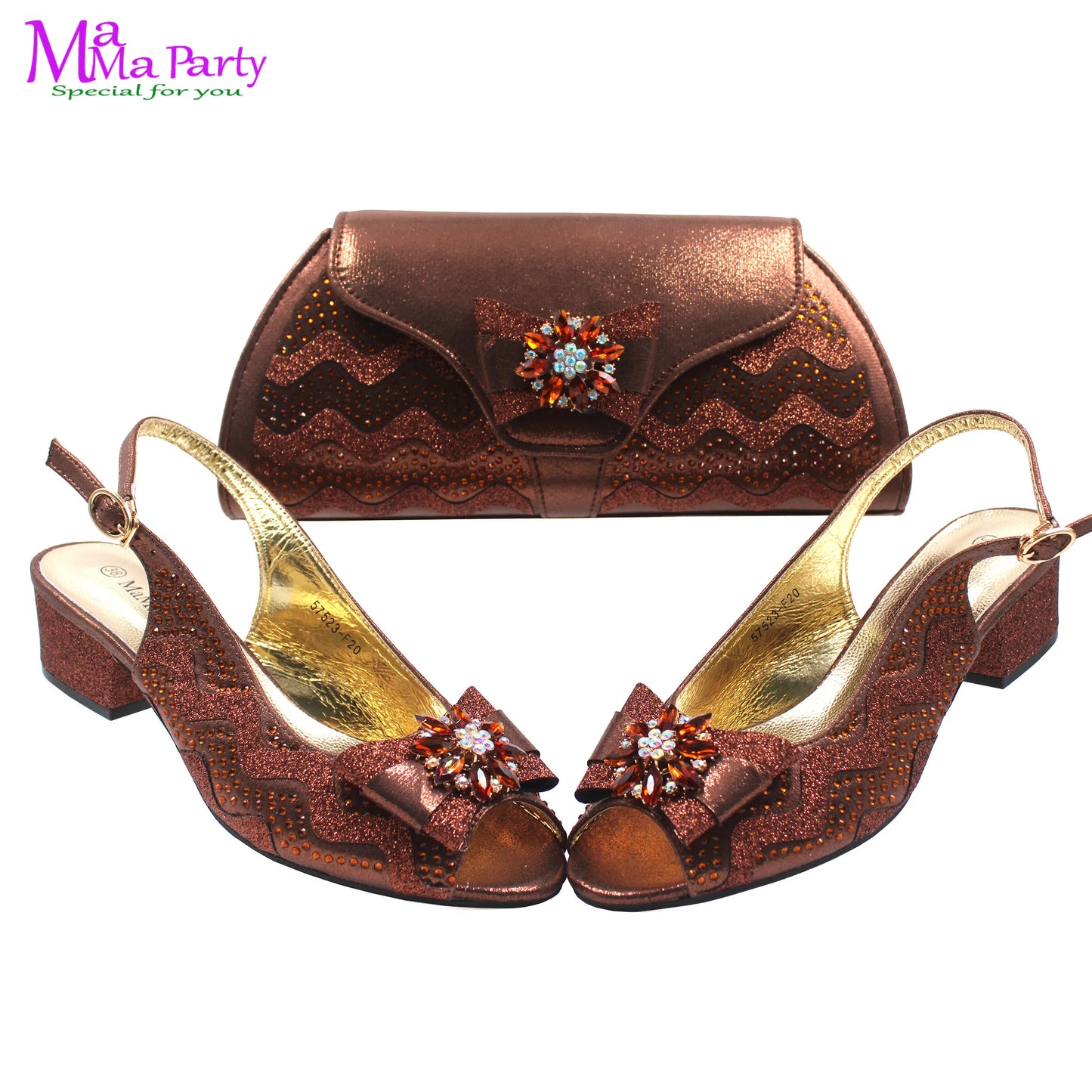 Wine Color New Arrivals High Quality Specials Design Italian Women Shoes and Bag  with Crystal for Wedding Party
