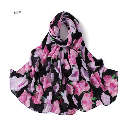 66 Colors Pearl Chiffon Printed Hijab Scarf New Fresh Small Floral Polka Dot Sunscreen Silk Scarf Shawl Turbans for Women Hijabs