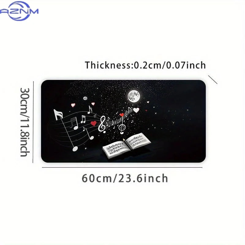 One Cosmic Music Tune Mouse Pad -  cm, a Stylish XXL Extended Desk Mat Featuring a Non-Slip Base, Expertly Sewn Edges, Ideal for