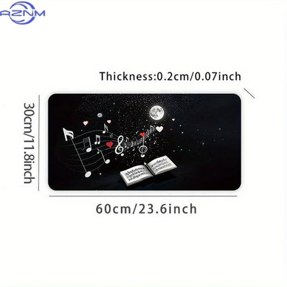 One Cosmic Music Tune Mouse Pad -  cm, a Stylish XXL Extended Desk Mat Featuring a Non-Slip Base, Expertly Sewn Edges, Ideal for