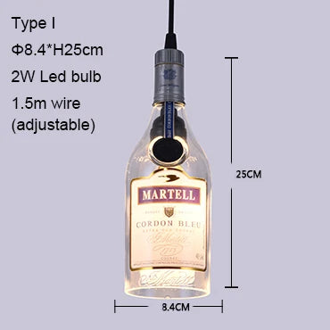 Retro Industrial Loft Wine Bottle Pendant Lights Restaurant Cafe Bar Glass Hanging Lamp Clothing Store Lustre Indoor Lighting