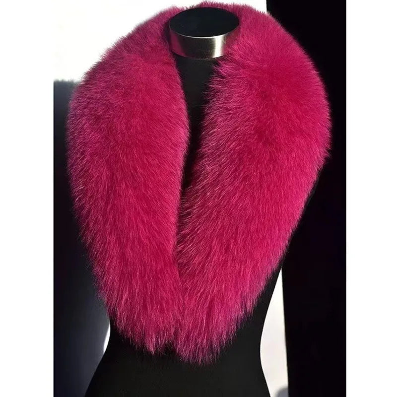 Winter Real Fox Fur Collar Woman Furry Natural Raccoon Fur Scarf Shawls Luxury Neck Warmer Wraps For Coat Fur Scarves Large Size