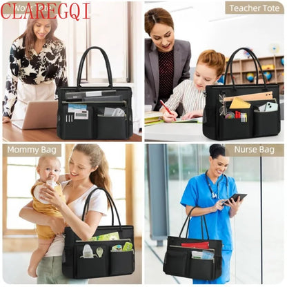 Fashionable large capacity commuting business teacher storage computer official documents women's handheld handbag reusable