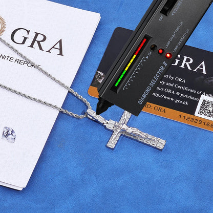 NUOYA Luxury Moissanite 925 Sterling Silver Pendant Necklace Thorn Wrapped Cross/Pray Pendant Pass Diamond Test Fine Gift