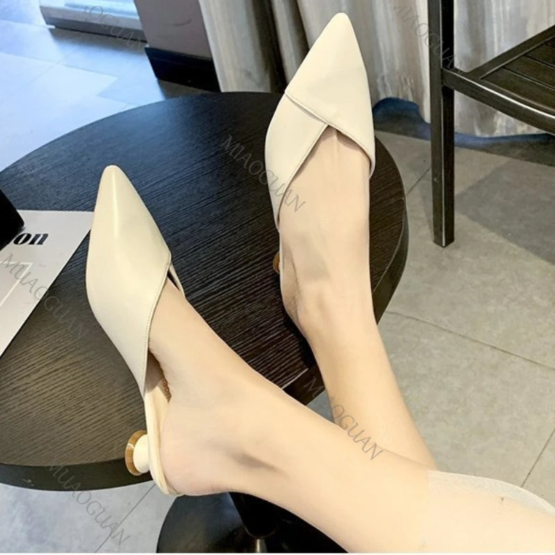 Elegant Pointed Slippers Women Low Heels New Summer Shoes Fashion Luxury Candy Colors Slides Sandals Female Party Footwears