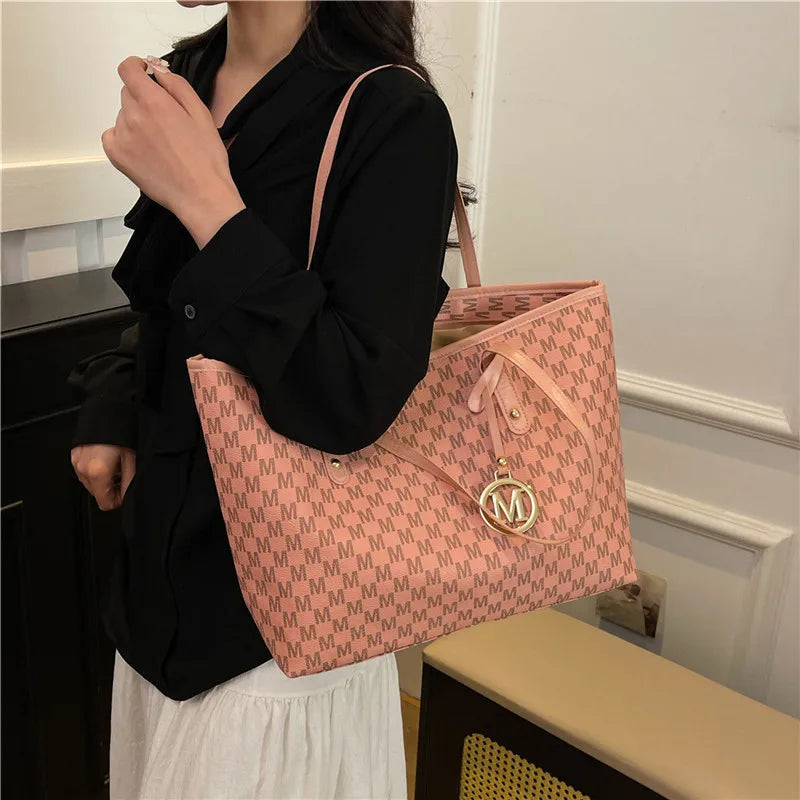 Large Capacity Commuting Tote Bags Fashionable Printed Pu Leather Handbag for Women College Students Class Handbags Shoulder Bag