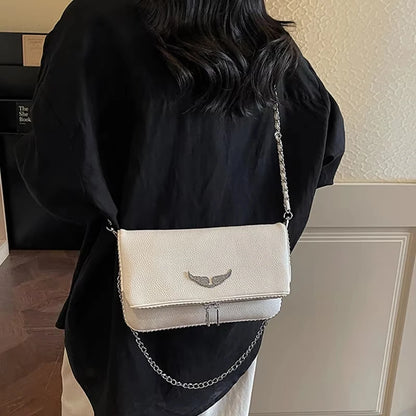 Fashionable Retro Ladies Chain-Shoulder Square Bag Luxury Textured Crossbody Shoulder Bag Women Handbags and Purses Underarm Bag