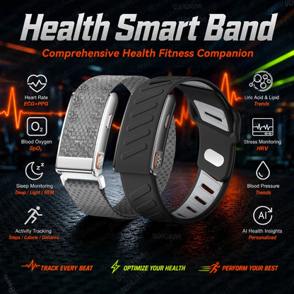 2026New Sport Fitness Tracker Smart Band Blood Oxygen Pressure Uric Acid Blood Lipid ECG Waterproof Smart Bracelet For Men Women