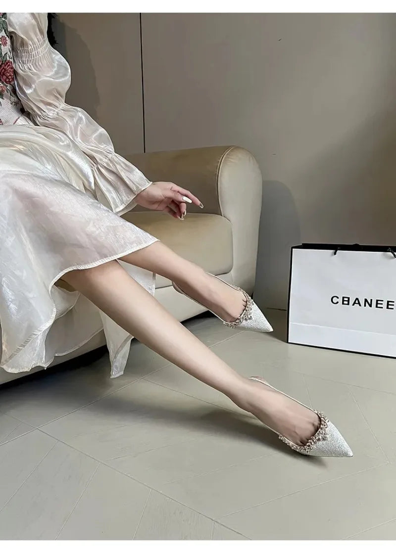Luxury Designer Women Shoes Exquisite Rhinestone High Heeled Sandals for Woman Elegant French Style Casual Shoes Sandalias Mujer