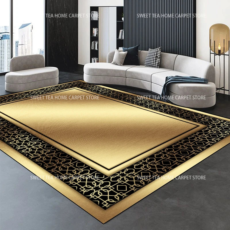 Modern Golden Luxury Carpet Large Living Room Decoration Home Rugs Non-slip Bedroom Mat Customizable Coffee Table Lounge Rugs