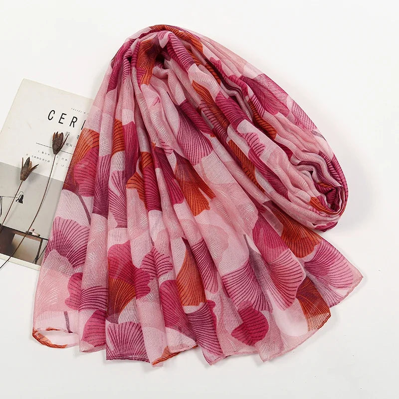 Muslim Women Cotton Viscose Scarf Ombre Floral Voile Beach Hijab Shawls and Wraps Female Foulard Echarpe Designer Long Scarves