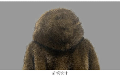 Nerazzurri Winter Short Oversized Thick Warm Shaggy Fuzzy Faux Fox Fur Coat Women Pockets Single Breasted Fluffy Hooded Jacket