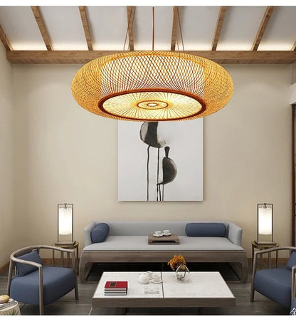 40/50/60/80cm Bamboo Pendant Lights Room Decor Chinese Style Hanging Light Bedroom Kitchen Restaurant Chandeliers Suspen Lamps