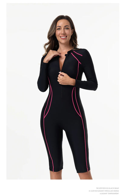 Women's Swimsuit With Sleeve One Piece Bathing Suit Female Beachwear Sport Style Swimming Costume Woman Swimwear Surfing Suit