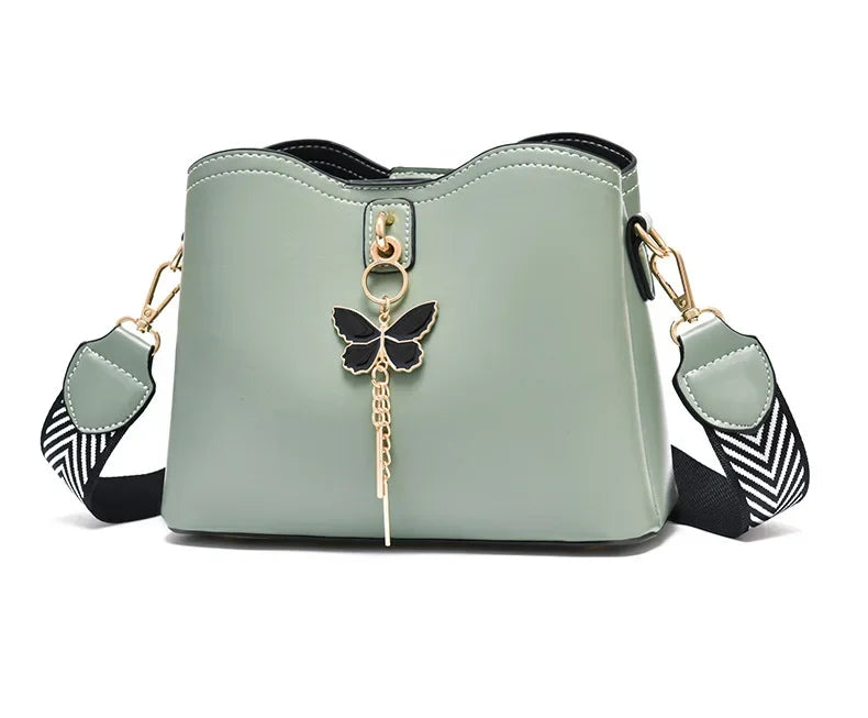 2025 Women White Handbag New Designer Butterfly Tassel PU Leather Messenger Bags Ladies Crossbody Female Tote Shoulder Bag