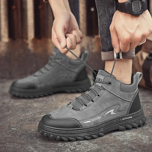 British Style Men's Motorcycle Boots High Top Tooling Shoes For Men Casual Boots Fashion Leather Ankle Boots Man Platform Boots