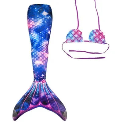 New Kids Adult Swimming Mermaid Tail Girl Mom Cosplay Mermaid Costume Children Party Gift Fantasy Swimsuit with Monofin Fin