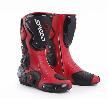 Men Women Motorcycle Boots Microfiber Leather Motorbike Riding Shoes, Anticollision Ankle Protective Moto Racing Short Boot A004