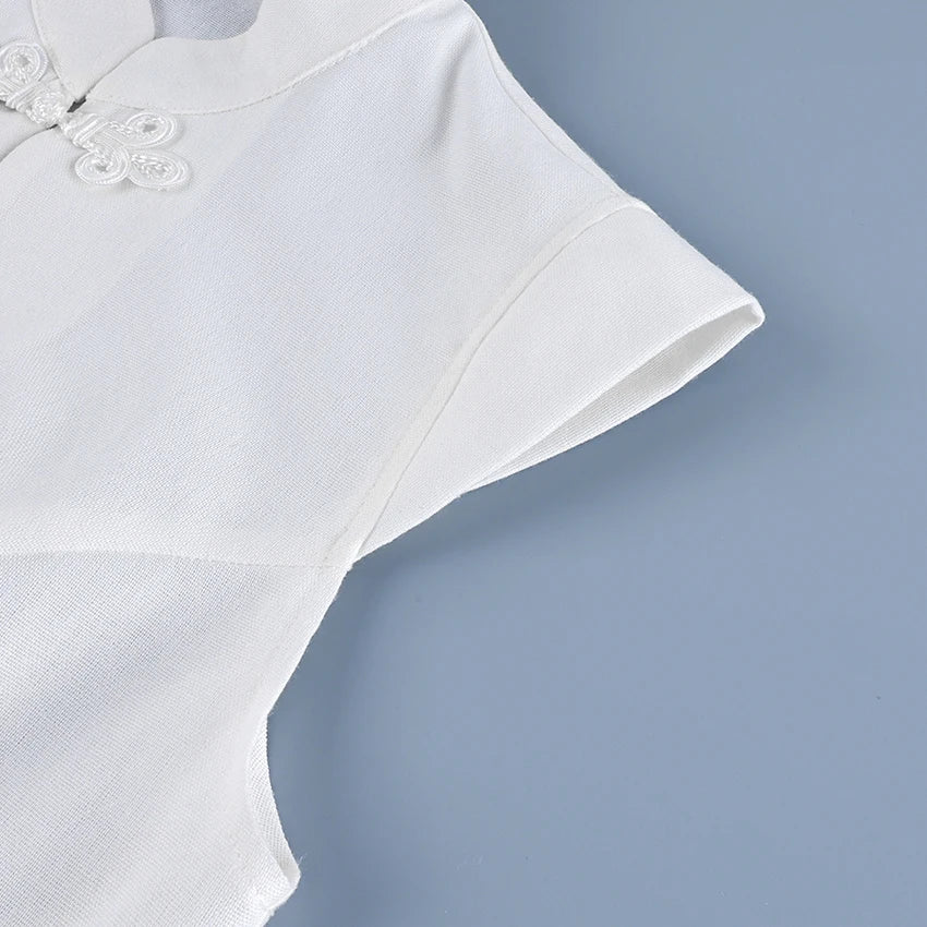 Linad Summer Chinese Style White Single Breasted Vest Woman Vintage Slim Stand Collar Tops 2026 Street Chic Sleeveless Tank Top