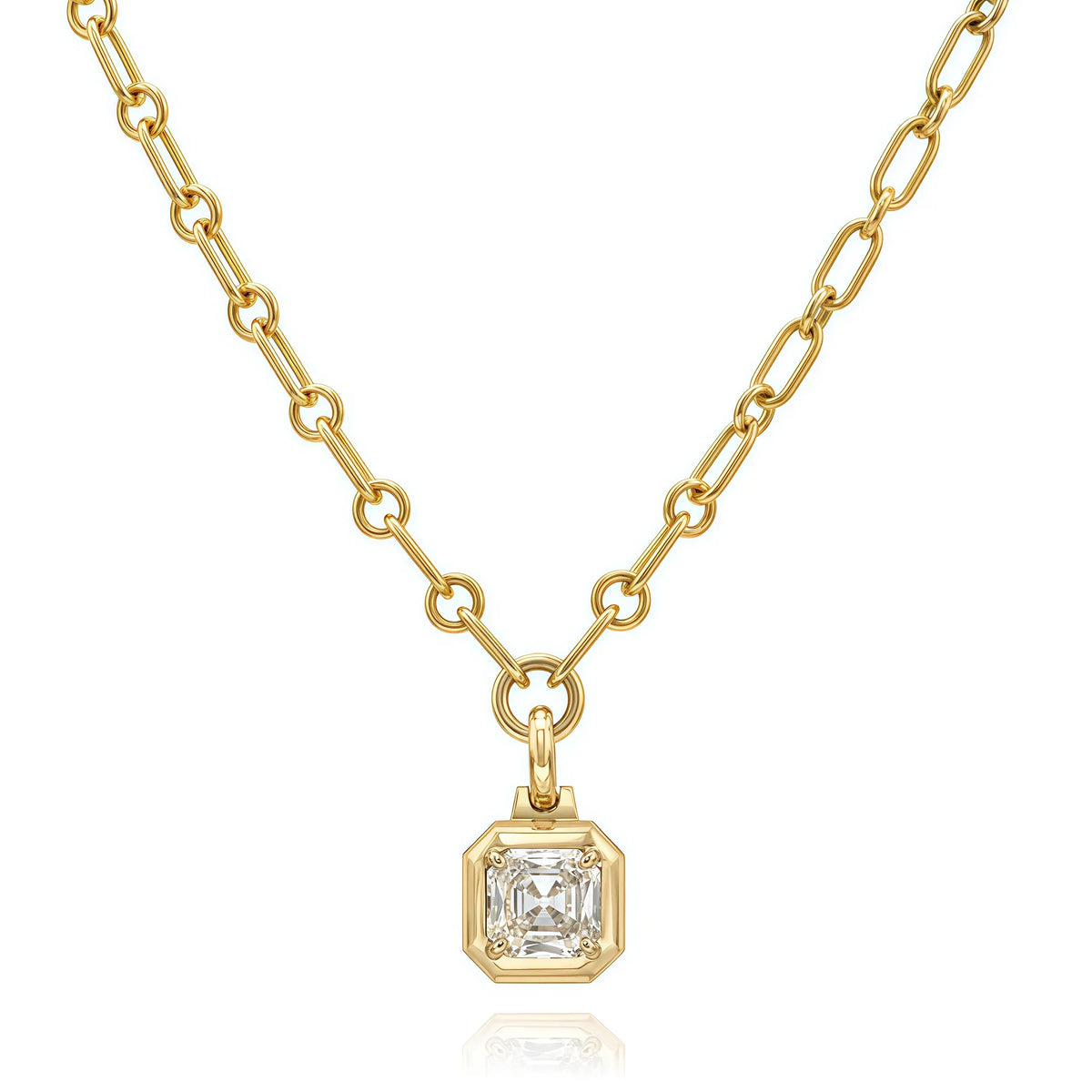 WUIHA Vintage 925 Sterling Silver 2 CT Emerald Cut Real GRA Moissanite Diamonds Pendant Necklace Wedding Engagement Fine Jewelry